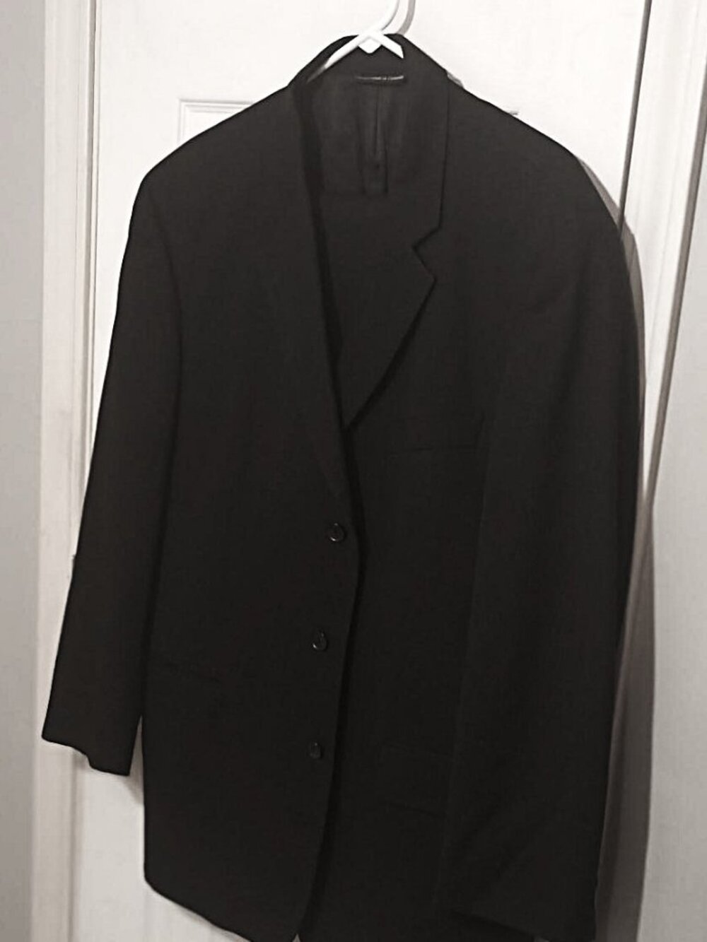 Men Dark Gray/Almost Black Pinstripe 2 Piece Suit  44R